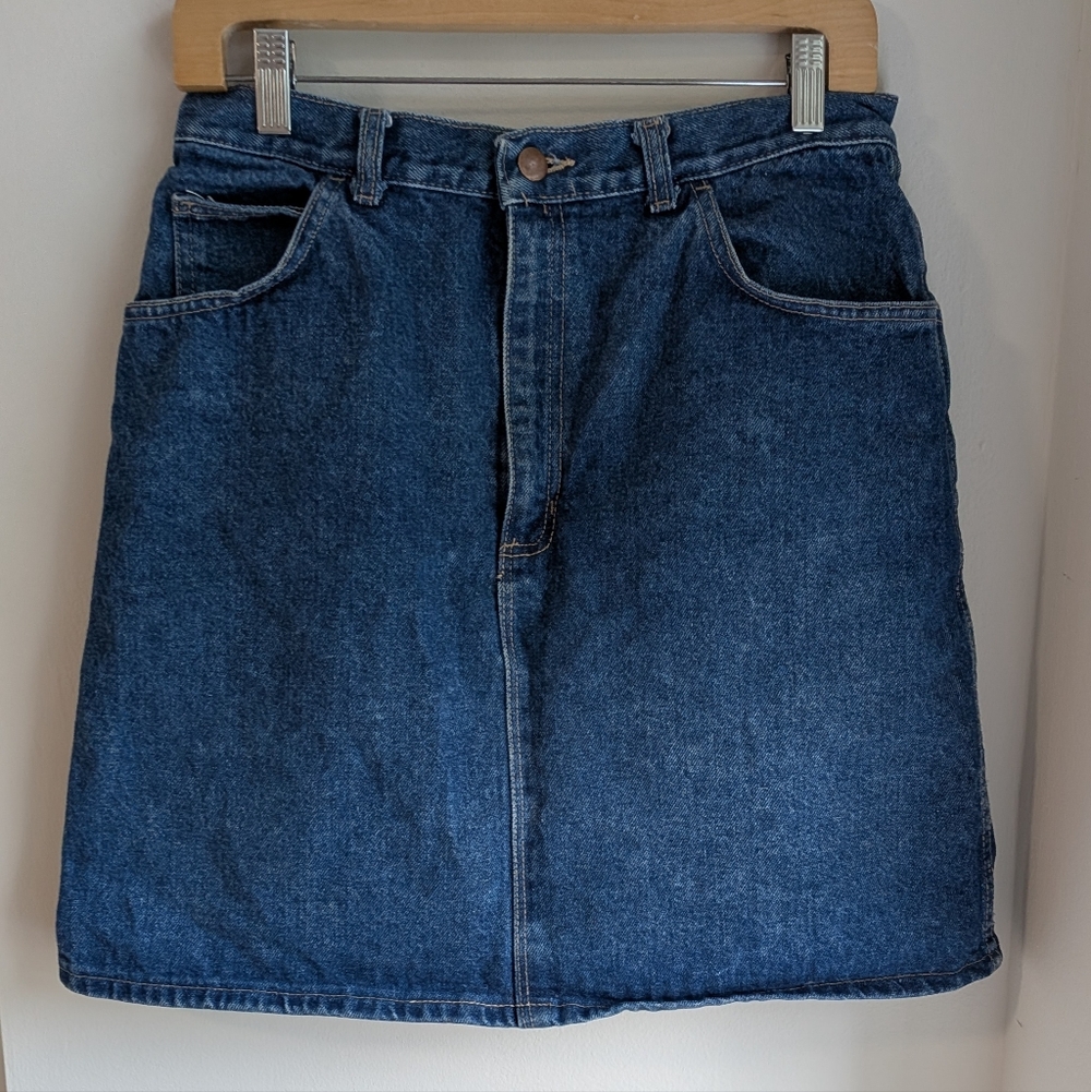 Vintage A Time For Us Blue Jean Midi Skirt With Pockets